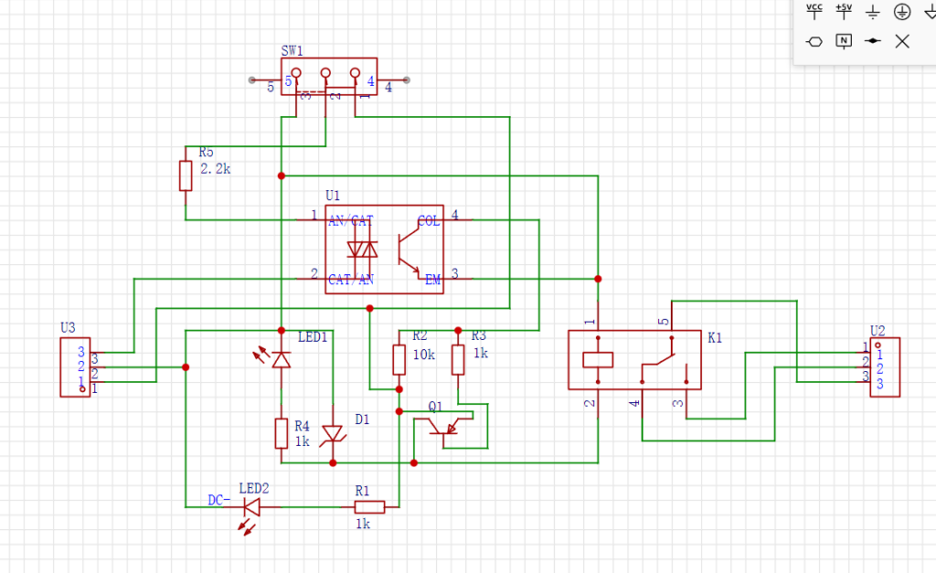 光耦隔离继电器驱动模块原理图、PCB